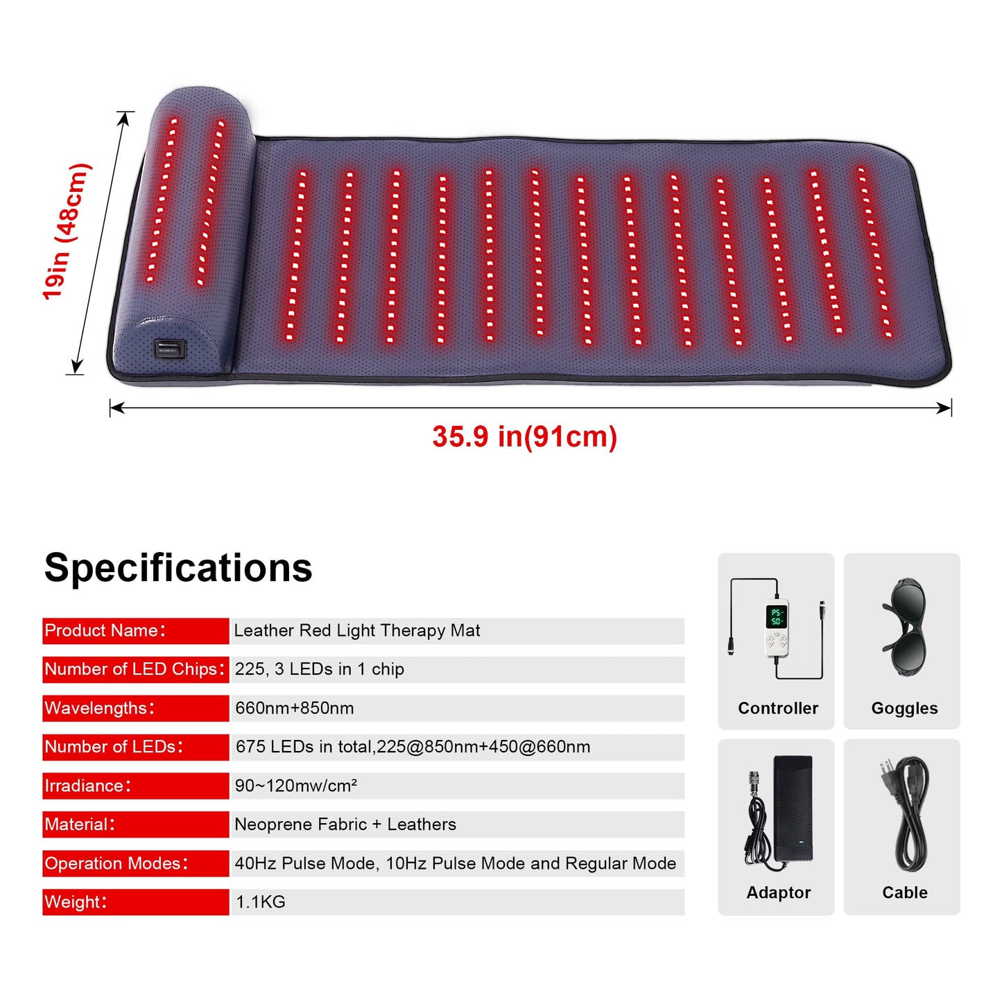 LUMYHEALTH™ Leather Red Light Therapy Mat with Neck Support - LUMYHEALTH™