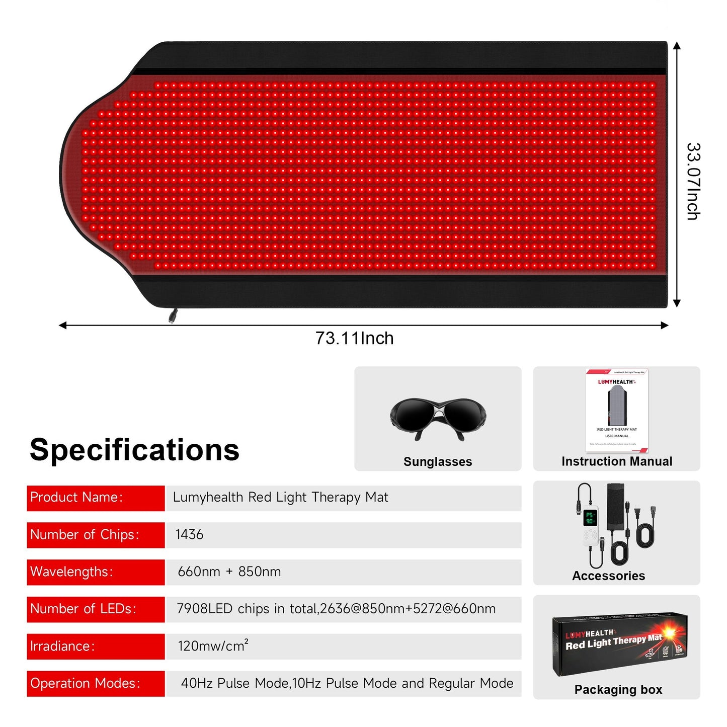 LUMYHEALTH Dual-Pulse Red Light Therapy Mat for Pain Relief - LUMYHEALTH