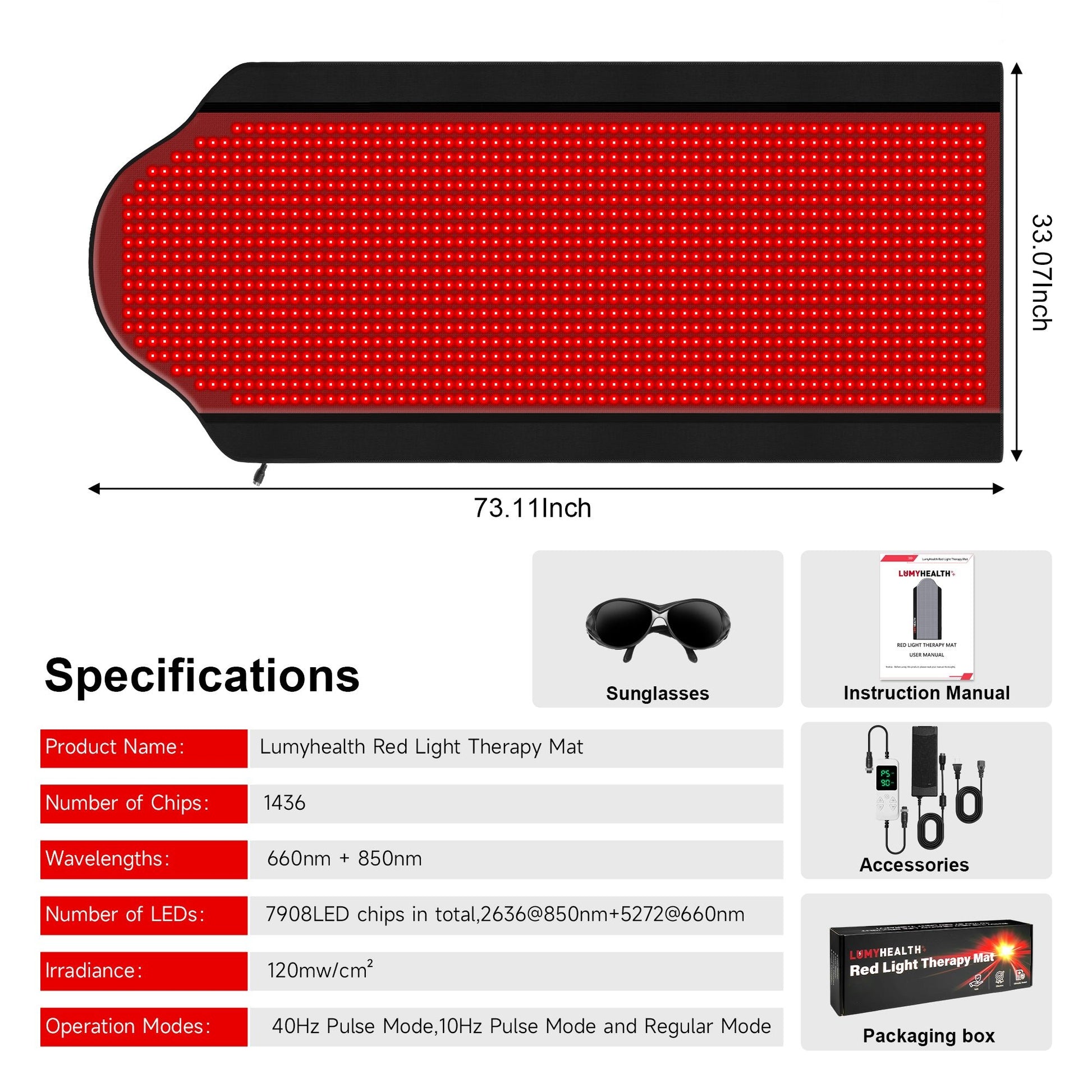 LUMYHEALTH Dual-Pulse Red Light Therapy Mat for Pain Relief - LUMYHEALTH