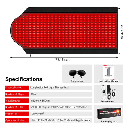 LUMYHEALTH Dual-Pulse Red Light Therapy Mat for Pain Relief - LUMYHEALTH